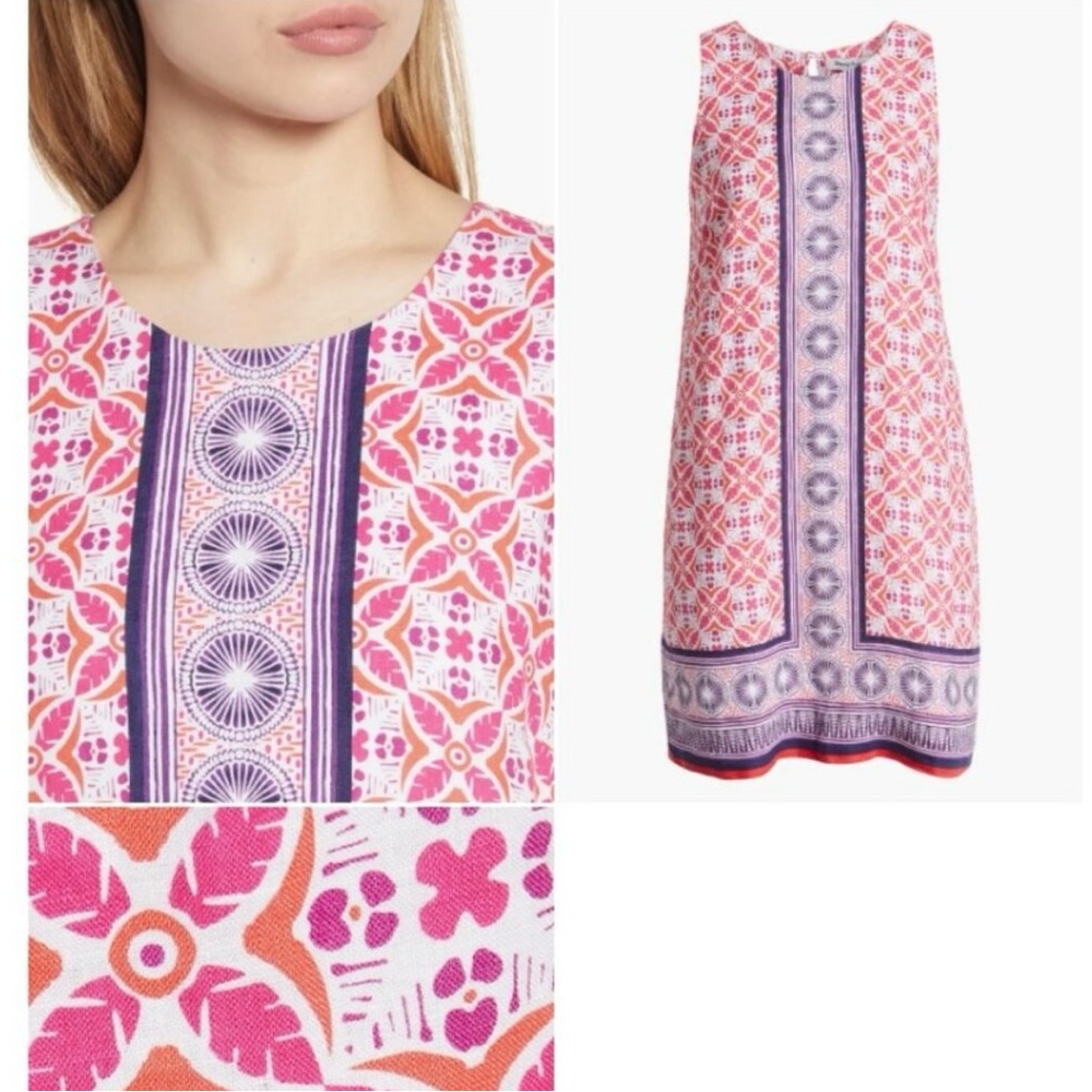 TOMMY BAHAMA Women's Tropical Terrazza Linen Shift Dress In Paradise Pink Med